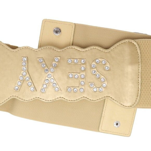 New Women Gold Elastic Waistband Wide Fashion Belt Silver SEXY Dressy Look S M - Picture 6 of 17